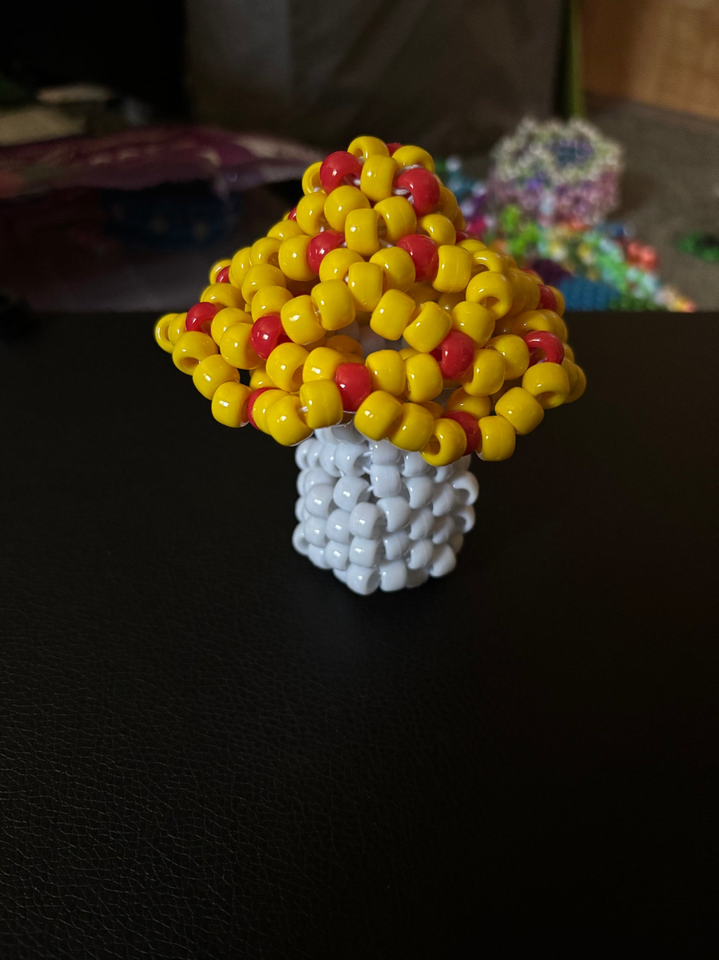Yellow and Red Kandi Mushroom